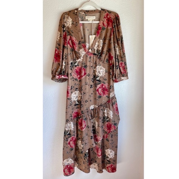 Saltwater Luxe Boho Floral Maxi Dress With Sleeves Size L - Picture 1 of 5